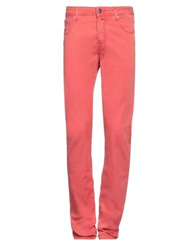 Jacob Cohёn Man Pants Coral Size 31 Cotton, Lyocell, Elastane In Red