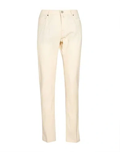 Jacob Cohёn Man Pants Cream Size 38 Cotton, Linen, Elastane In Neutral