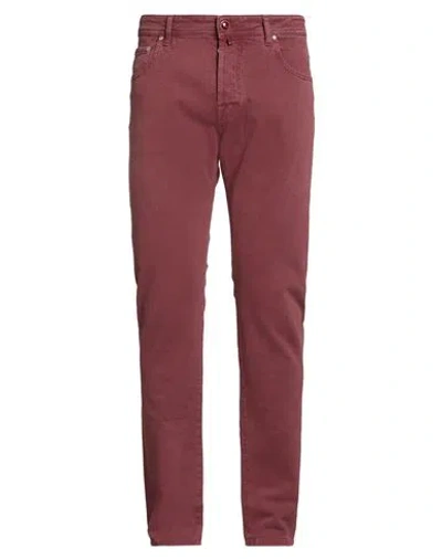 Jacob Cohёn Man Pants Garnet Size 34 Cotton, Elastane In Burgundy