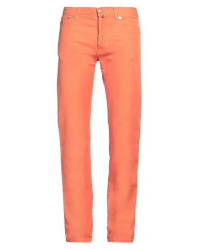 Jacob Cohёn Man Pants Orange Size 32 Cotton, Hemp