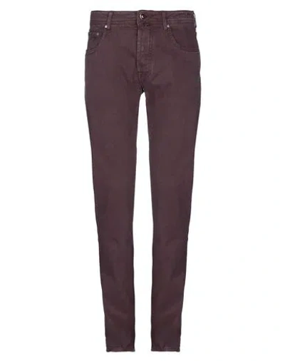 Jacob Cohёn Man Pants Plum Size 29 Cotton, Elastane In Burgundy