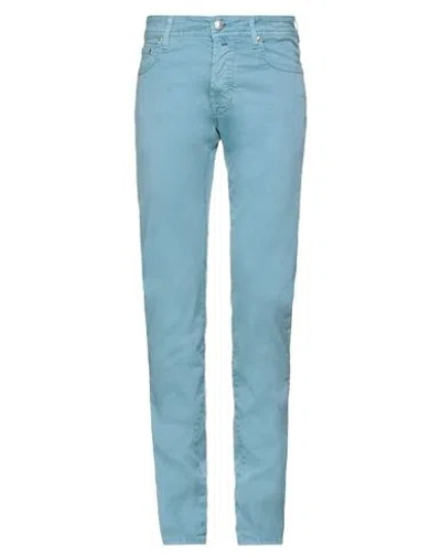 Jacob Cohёn Man Pants Sky Blue Size 31 Cotton, Elastane In Blue