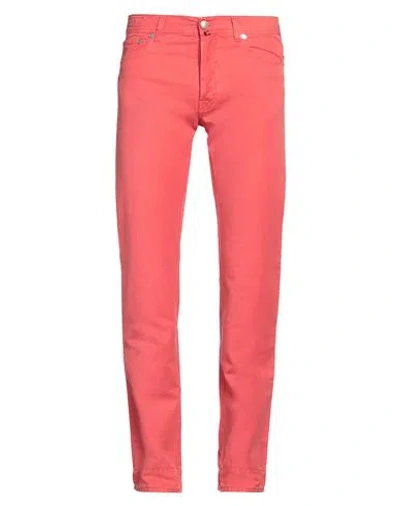 Jacob Cohёn Man Pants Brick Red Size 38 Cotton, Lyocell, Elastane In Tomato Red