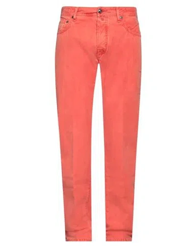 Jacob Cohёn Man Pants Tomato Red Size 35 Cotton