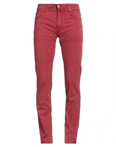 Jacob Cohёn Man Pants Tomato Red Size 35 Cotton, Elastane In Tomato Red
