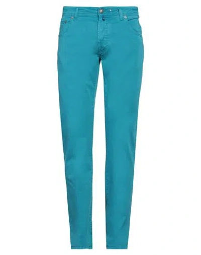 Jacob Cohёn Man Pants Turquoise Size 36 Cotton, Elastane In Blue