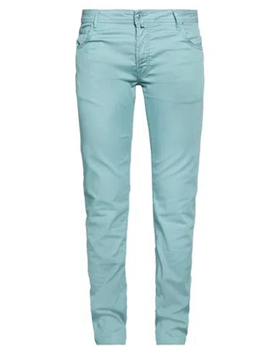Jacob Cohёn Man Pants Turquoise Size 38 Cotton, Lyocell, Elastane In Blue