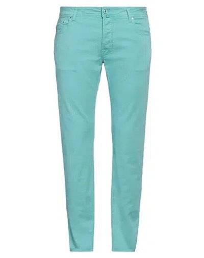 Jacob Cohёn Man Pants Turquoise Size 38 Cotton, Lyocell, Elastane In Blue