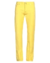 Jacob Cohёn Man Pants Yellow Size 32 Cotton, Hemp