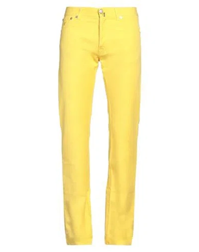 Jacob Cohёn Man Pants Yellow Size 32 Cotton, Hemp