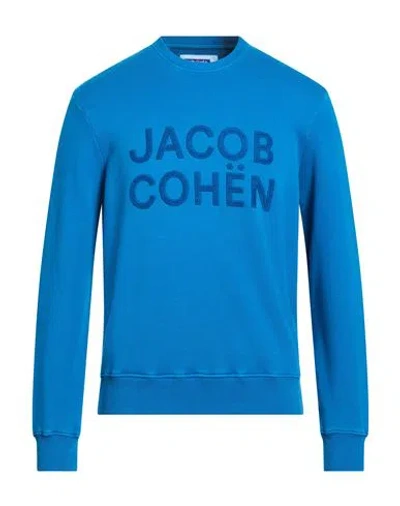 Jacob Cohёn Man Sweatshirt Azure Size L Cotton, Polyamide In Blue