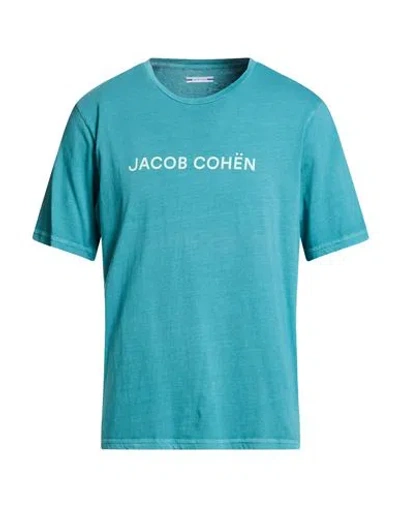 Jacob Cohёn Man T-shirt Turquoise Size Xxl Cotton In Blue