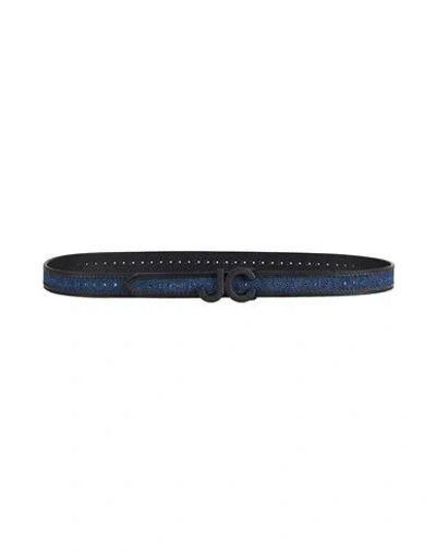 Jacob Cohёn Woman Belt Blue Size L Cowhide, Cotton