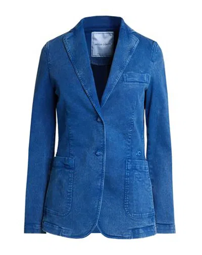 Jacob Cohёn Woman Blazer Bright Blue Size 4 Cotton, Elastomultiester, Elastane, Polyester