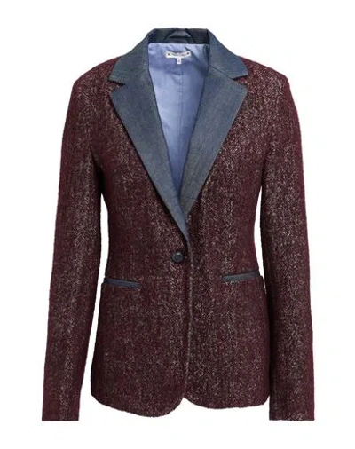 Jacob Cohёn Woman Blazer Burgundy Size 4 Cotton, Wool, Viscose, Polyamide, Elastane