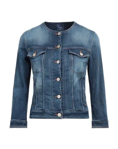 Jacob Cohёn Woman Denim Outerwear Blue Size Xl Cotton, Elastomultiester, Elastane