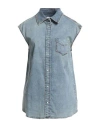 Jacob Cohёn Woman Denim Shirt Blue Size 10 Cotton, Elastane In Blue