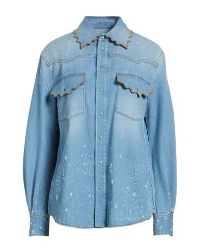 Jacob Cohёn Woman Denim Shirt Blue Size 2 Cotton, Polyester