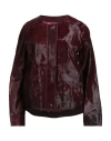 Jacob Cohёn Woman Jacket Burgundy Size 8 Cow Leather In Red