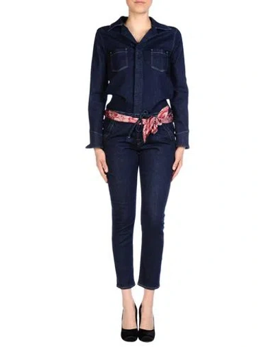 Jacob Cohёn Woman Jumpsuit Blue Size 27 Cotton, Polyester, Elastane