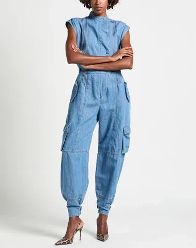 Jacob Cohёn Woman Jumpsuit Blue Size Xs Cotton, Linen