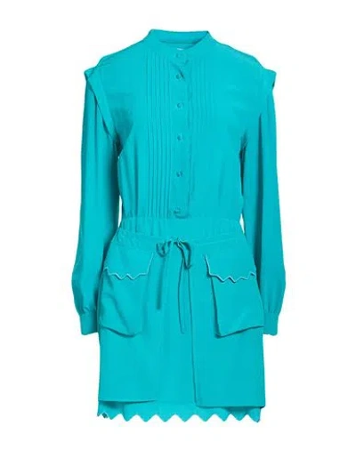 Jacob Cohёn Woman Mini Dress Turquoise Size 2 Silk In Blue