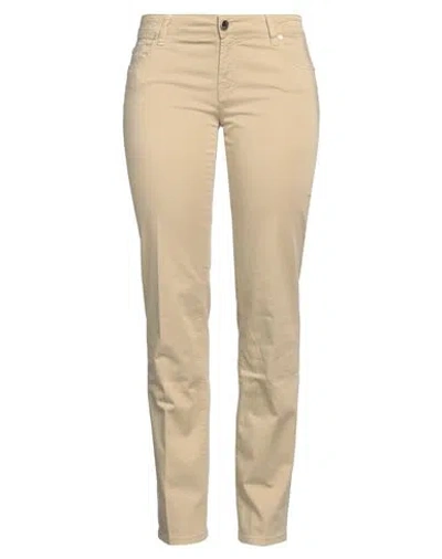 JACOB COHЁN JACOB COHЁN WOMAN PANTS BEIGE SIZE 34 COTTON, ELASTANE