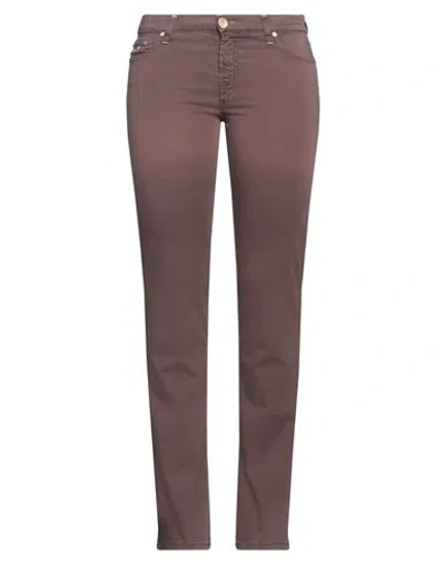 JACOB COHЁN JACOB COHЁN WOMAN PANTS DARK BROWN SIZE 27 COTTON, ELASTANE