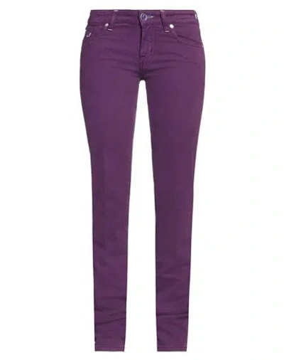 Jacob Cohёn Woman Pants Plum Size 31 Cotton, Elastane In Purple