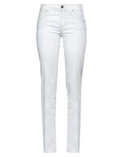 JACOB COHЁN JACOB COHЁN WOMAN PANTS IVORY SIZE 27 COTTON, ELASTANE