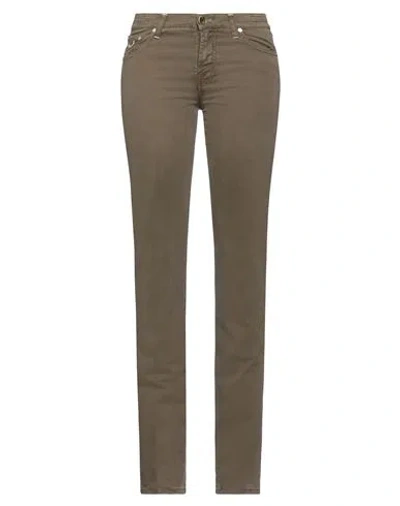 Jacob Cohёn Woman Pants Khaki Size 30 Cotton, Elastane, Soft Leather In Beige