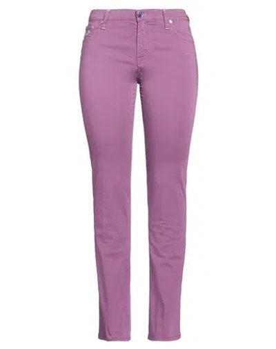 Jacob Cohёn Woman Pants Mauve Size 30 Cotton, Elastane In Purple
