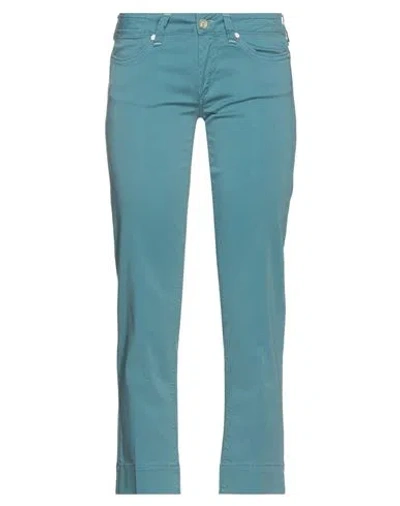 JACOB COHЁN JACOB COHЁN WOMAN PANTS PASTEL BLUE SIZE 32 COTTON, ELASTANE