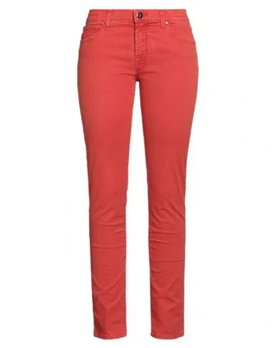 Jacob Cohёn Woman Pants Tomato Red Size 30 Cotton, Elastane