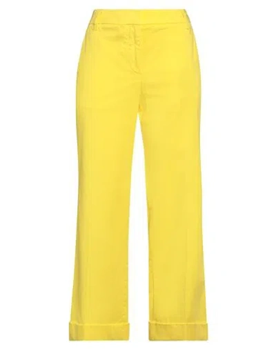 JACOB COHЁN JACOB COHЁN WOMAN PANTS YELLOW SIZE 8 COTTON, ELASTANE
