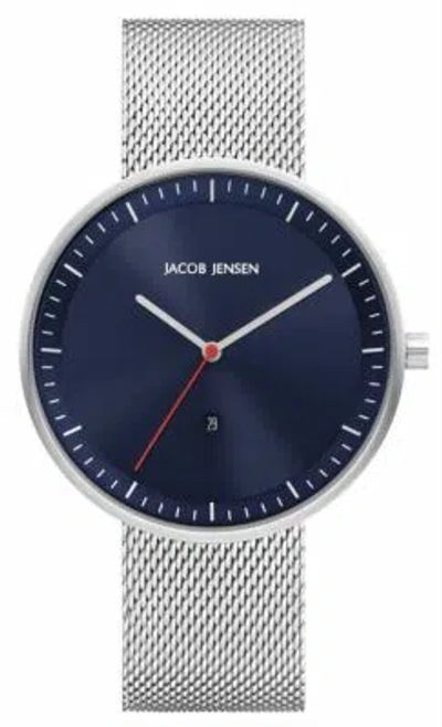 Pre-owned Jacob Jensen Design Jacob Jensen Mens Strata Series Watch - Silver/blue