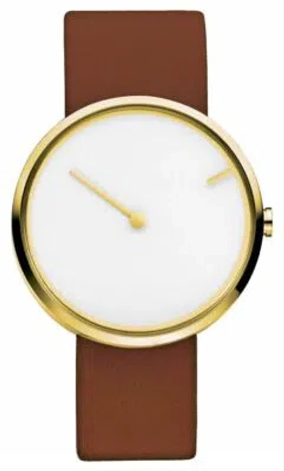 Pre-owned Jacob Jensen Design Jacob Jensen Unisex Curve Series Watch - Brown/white