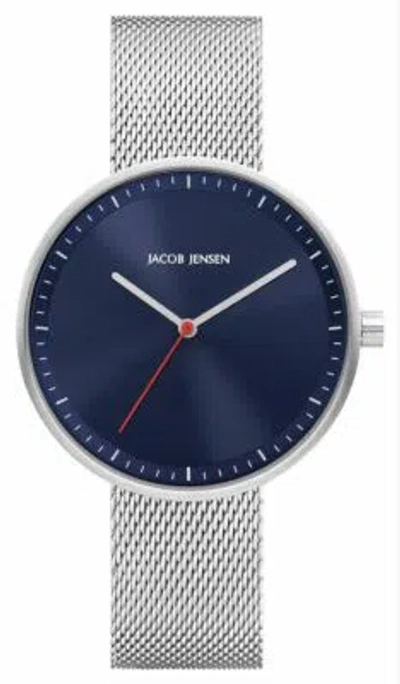 Pre-owned Jacob Jensen Design Jacob Jensen Womens Strata Series Watch - Silver/blue