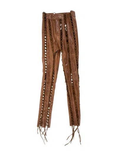 Pre-owned Jacob Lee Animal Print Straight Leg Pants W/ Tags In Brown