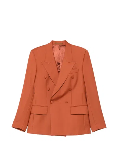 Jacob Lee Double-breasted Peak-lapel Blazer In Brown