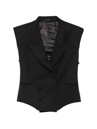 Jacob Lee Double-breasted Peak-lapels Waistcoat In Black