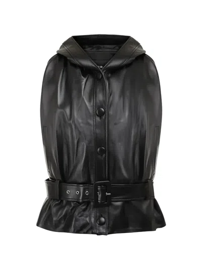 Jacob Lee Hooded Belted Vest In Black