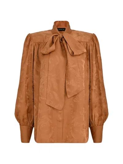 Jacob Lee Jacquard Blouse In Brown