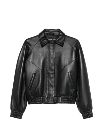 Jacob Lee Leather Blouson Jacket In Black