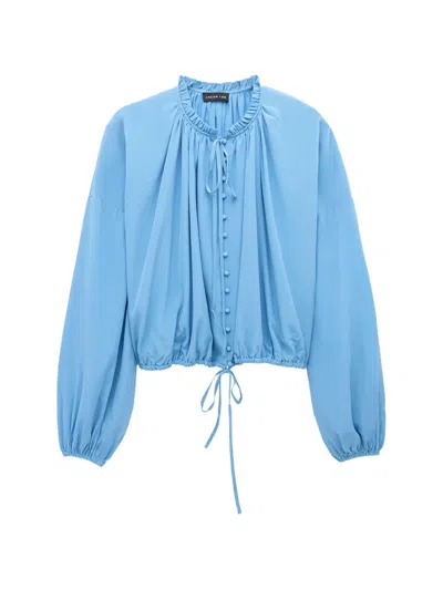 Jacob Lee Ruffled Button-front Blouse In Blue