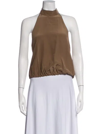 Pre-owned Jacob Lee Silk Halterneck Top W/ Tags In Brown