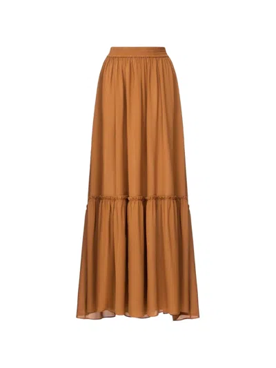 Jacob Lee Tiered Ruffled Maxi Skirt In Orange