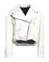 Jacob Lee Woman Jacket Black Size 4 Lambskin In White