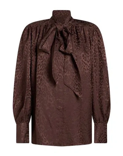 Jacob Lee Woman Shirt Brown Size 4 Silk