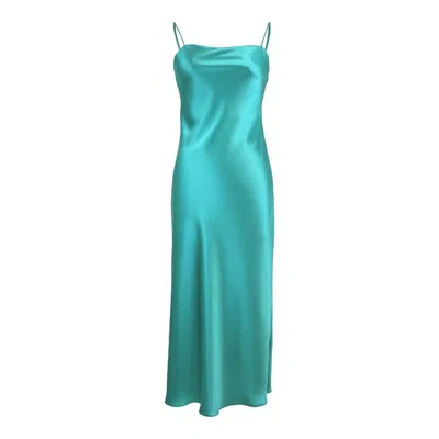 Jacoba Jane Margot Silk Satin Midi Slip Dress In Blue
